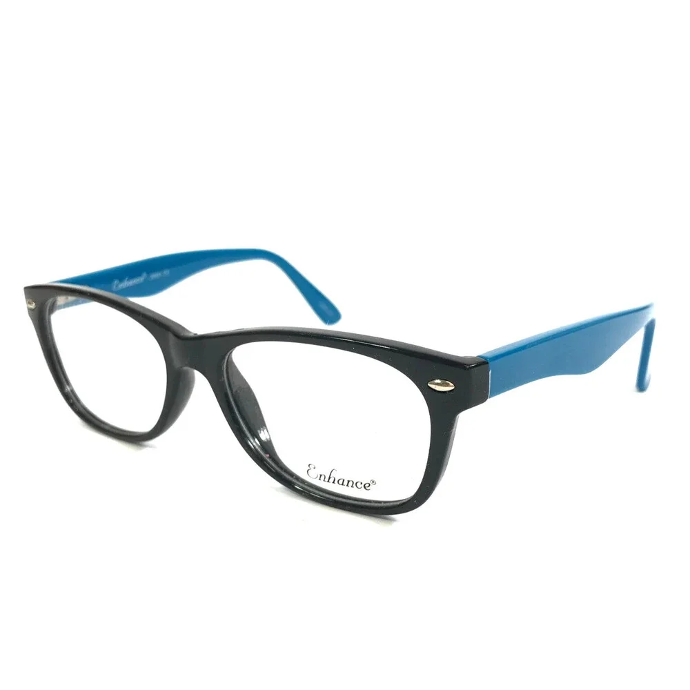 Enhance Eyeglasses Frames 3966 BLACK/BLUE Rectangle Full Rim 52-18-145
